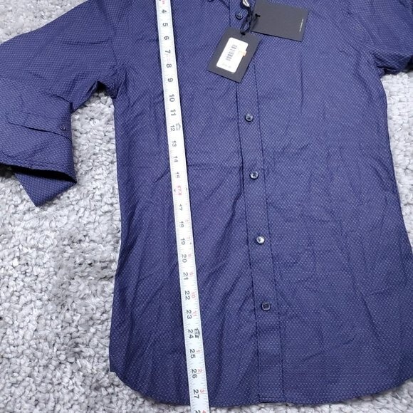 Ted Baker Men's Dobby Geometric Print Shirt Size 1 XS Blue Button Front Dobbie - Picture 5 of 11
